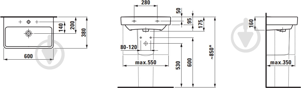 Умывальник Laufen Pro 1895.9 - фото 2