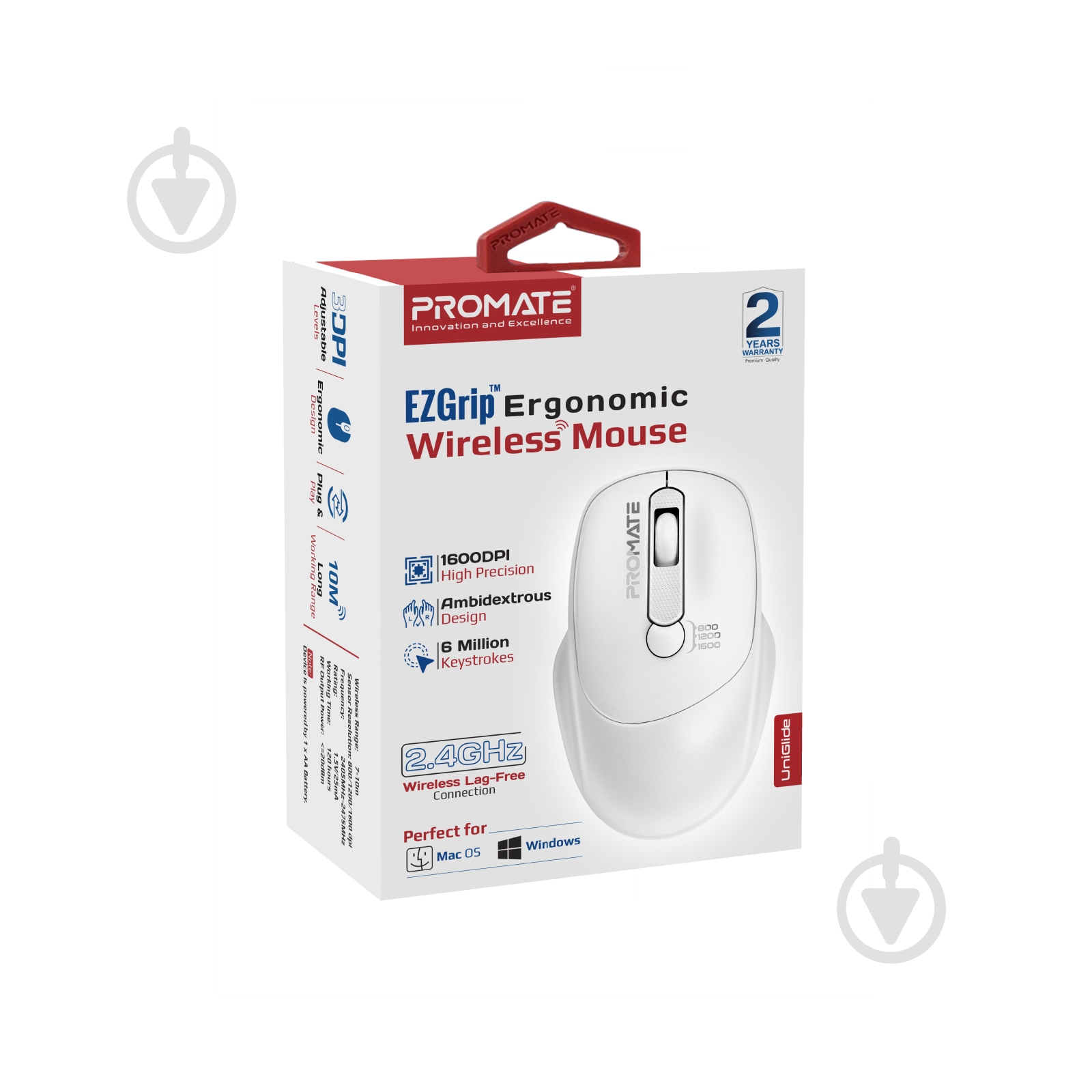 Миша Promate UniGlide Wireless white (uniglide.white) - фото 9