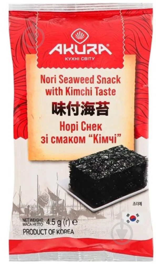 ᐉ Снеки нори Akura со вкусом кимчи 4,5 г • Купить в Киеве