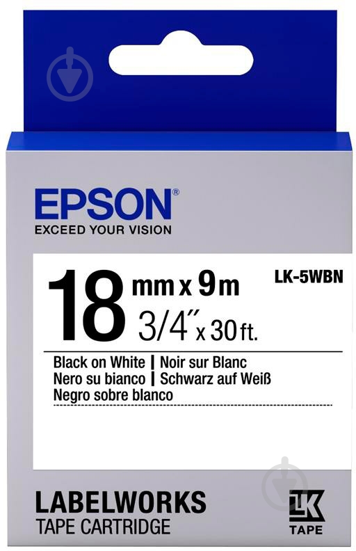 Картридж с лентой Epson LabelWorks LK5WBN - фото 1 Картридж с лентой Epson LabelWorks LK5WBN - фото 1