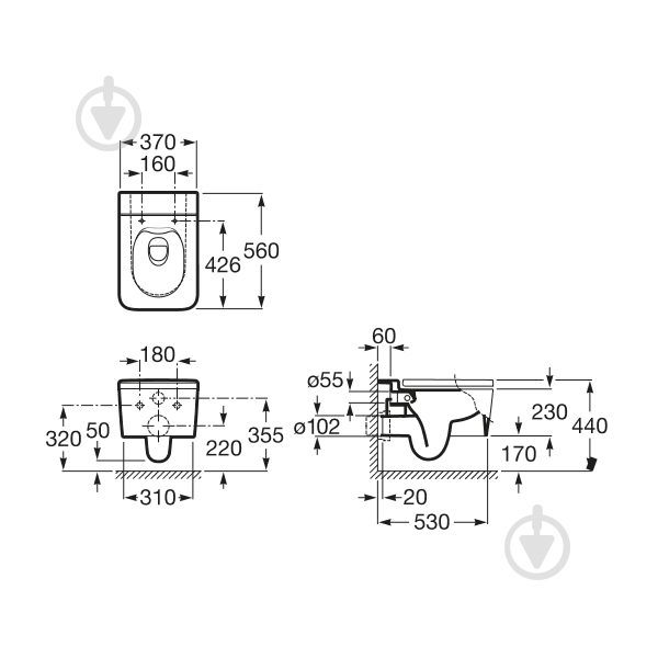 Унитаз подвесной ROCA Inspira Square A346537000 - фото 2