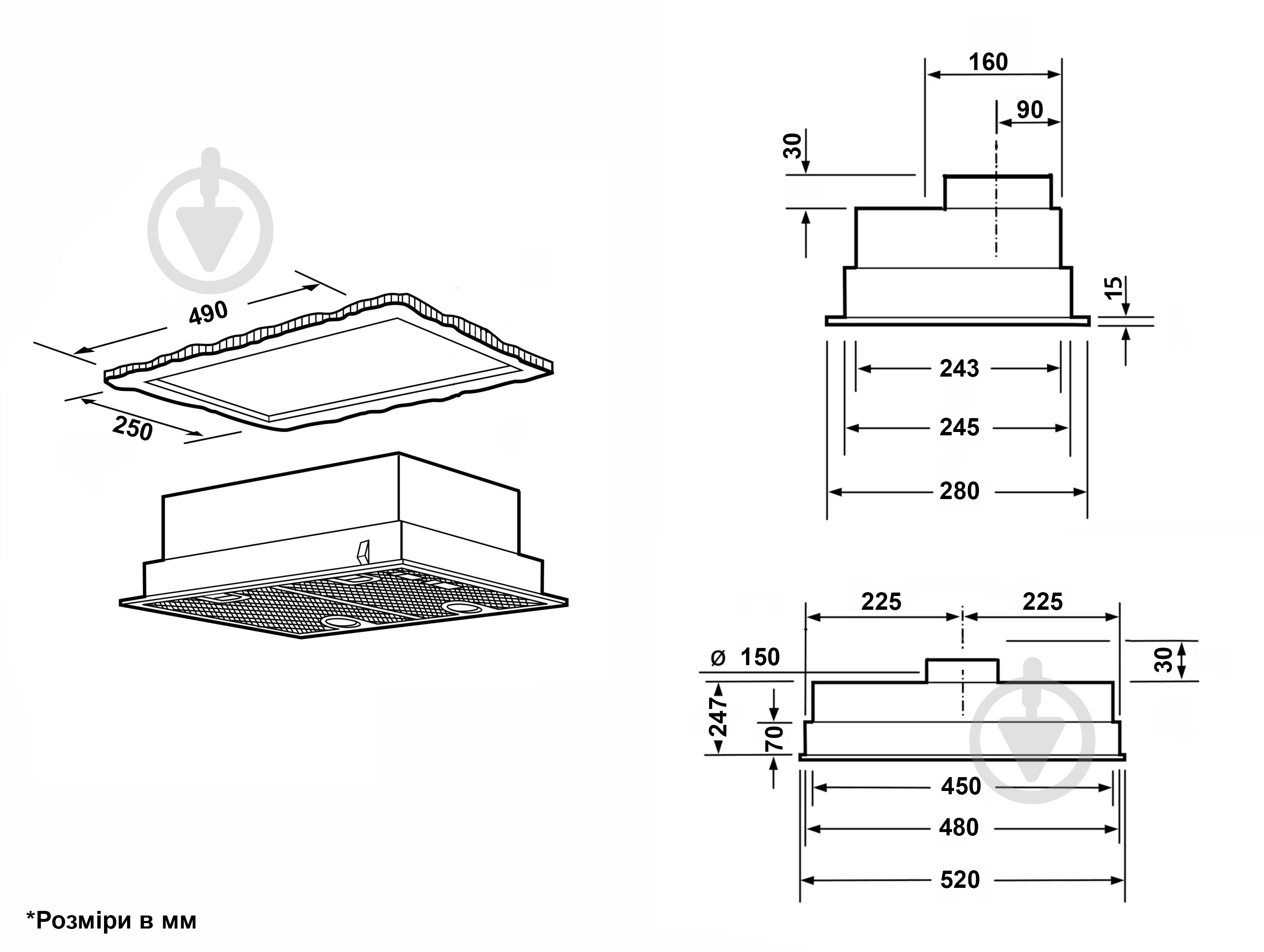 Вытяжка Interline Line BL A/60 GL/PB - фото 10