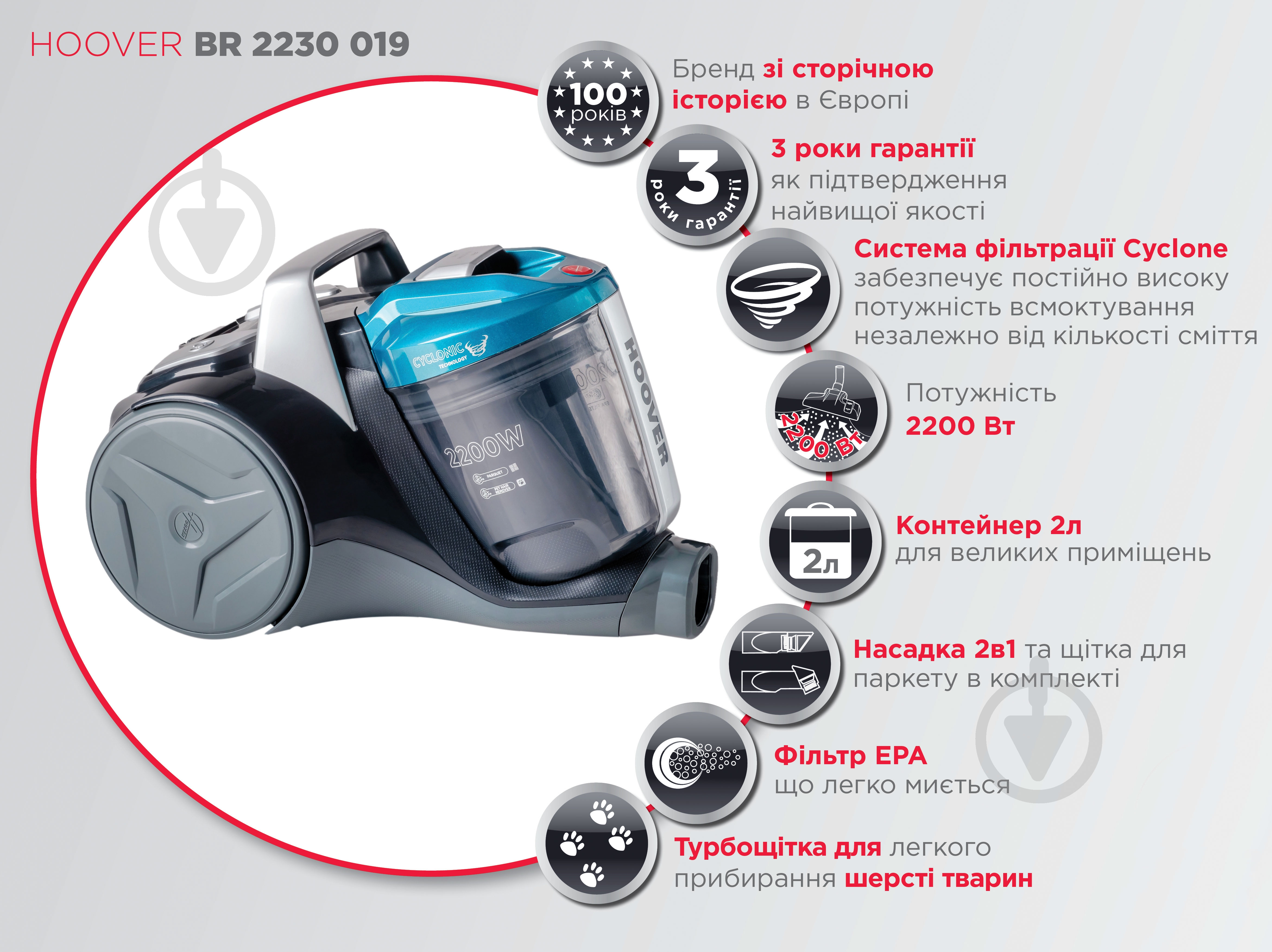 Пылесос Hoover BR2230 019 - фото 4 Пылесос Hoover BR2230 019 - фото 4