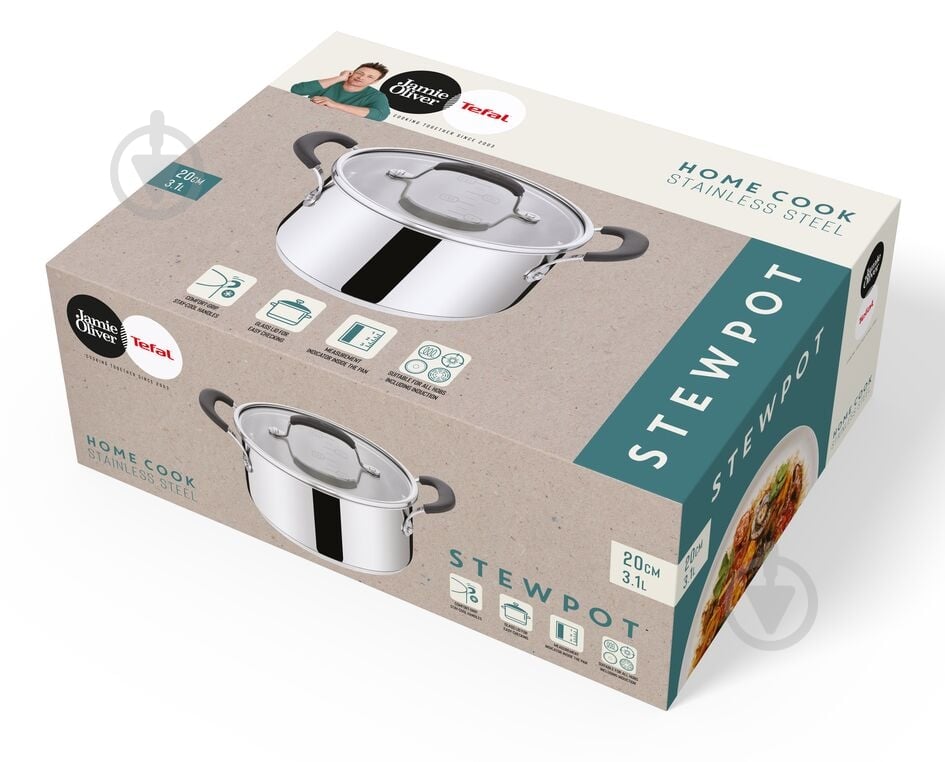 Кастрюля Tefal Jamie Oliver Home Cook 3,1 л E3184455 - фото 5 Кастрюля Tefal Jamie Oliver Home Cook 3,1 л E3184455 - фото 5