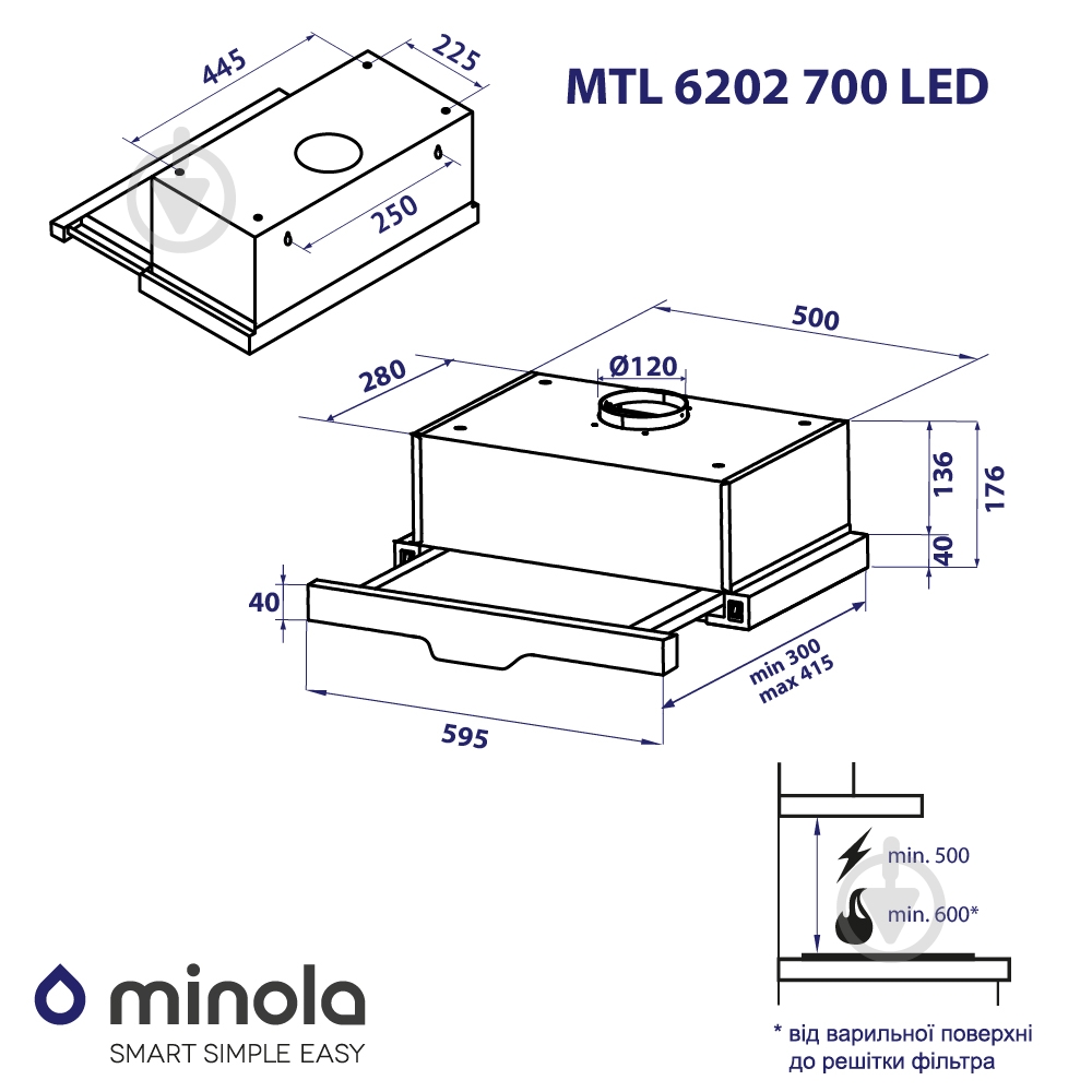 Вытяжка Minola MTL 6202 BL 700 LED - фото 13 Вытяжка Minola MTL 6202 BL 700 LED - фото 13