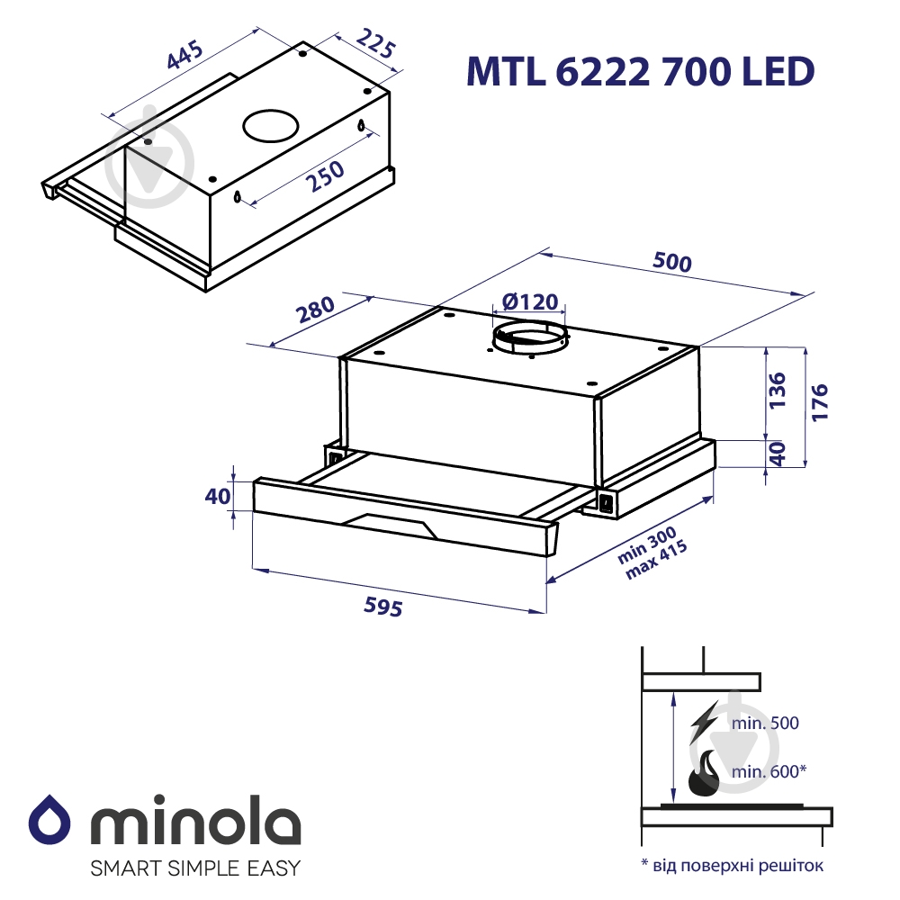 Вытяжка Minola MTL 6222 BL 700 LED - фото 13