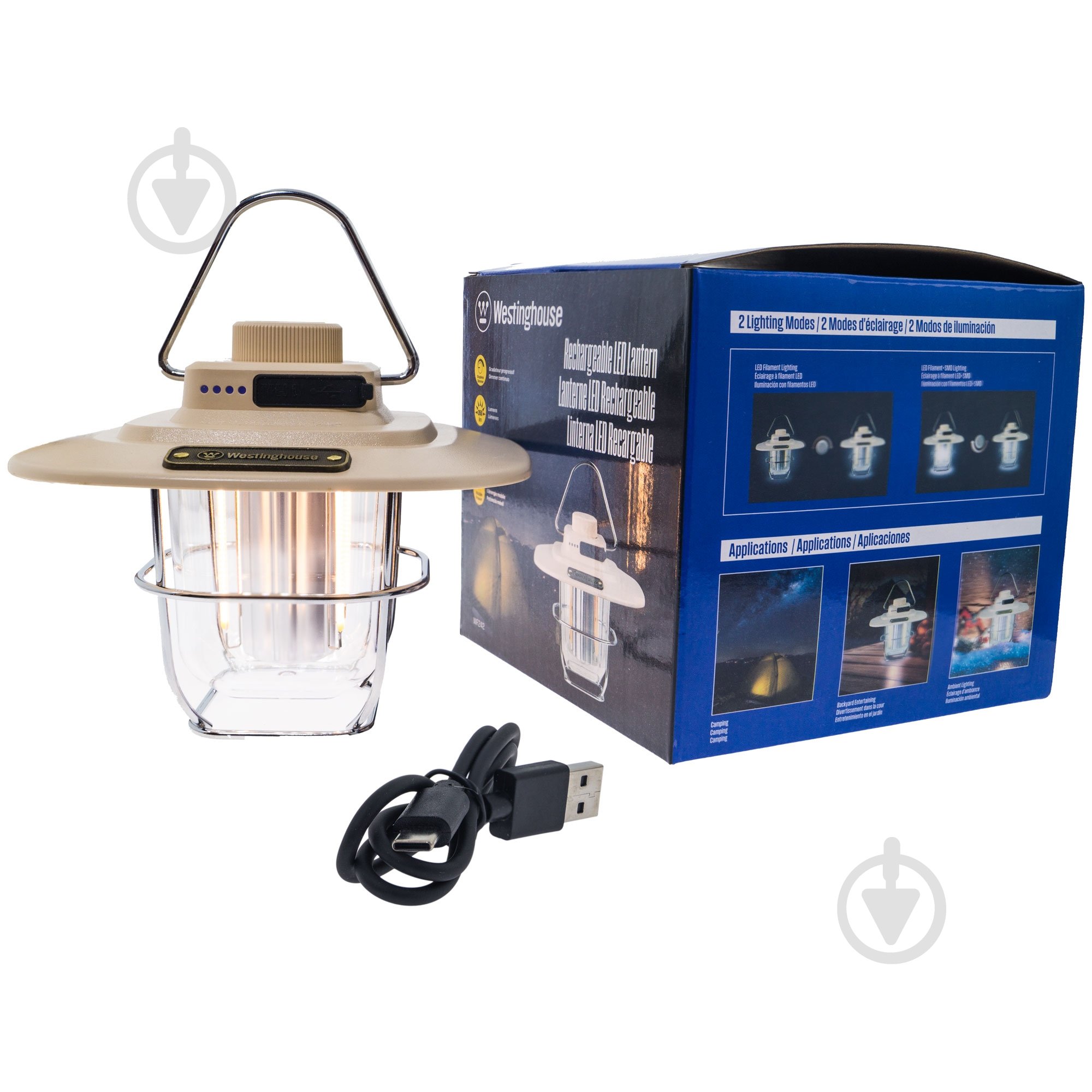 Фонарь кемпинговый Westinghouse RETRO 4W LED Filament WF242 Type-C с функ.Power Bank 350 Lm 1015 Слоновая-кость WF242-CB - фото 4 Фонарь кемпинговый Westinghouse RETRO 4W LED Filament WF242 Type-C с функ.Power Bank 350 Lm 1015 Слоновая-кость WF242-CB - фото 4