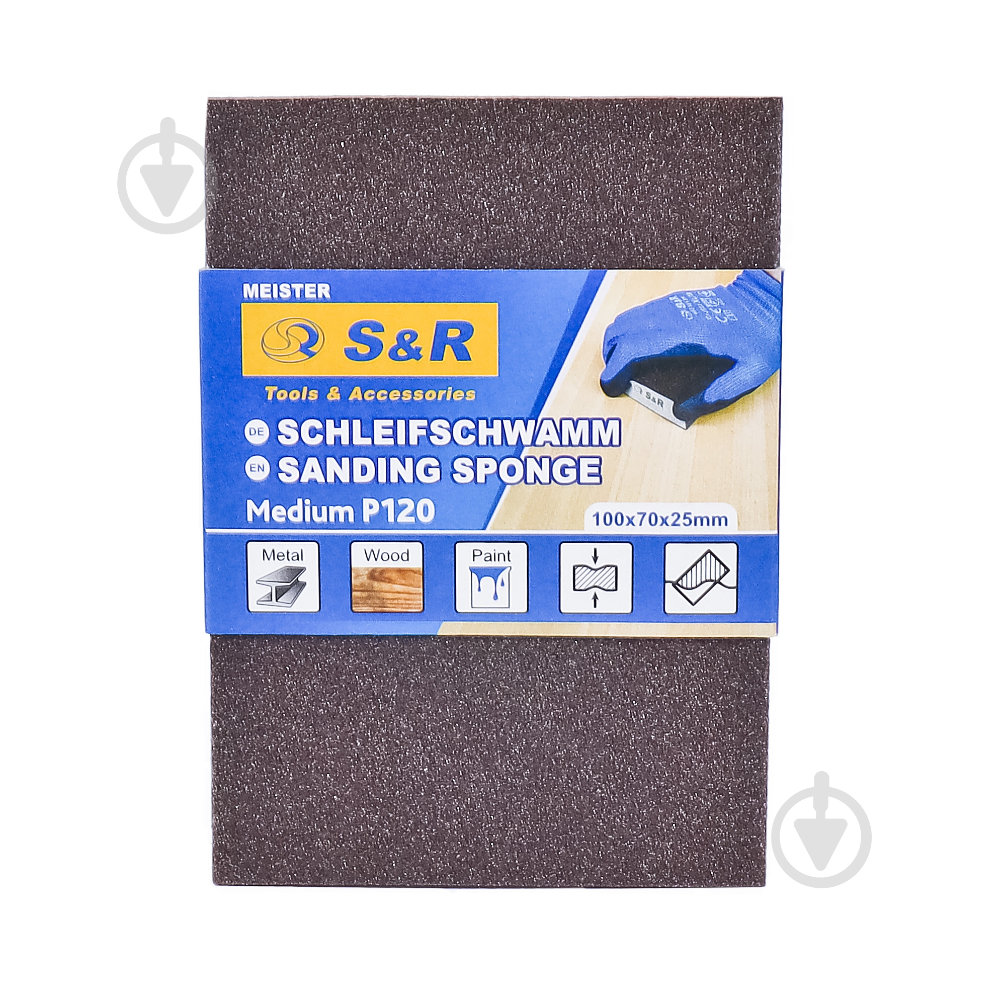 Губка шліфувальна S&R з.120 100х70х25 мм 233120001 - фото 2 Губка шліфувальна S&R з.120 100х70х25 мм 233120001 - фото 2