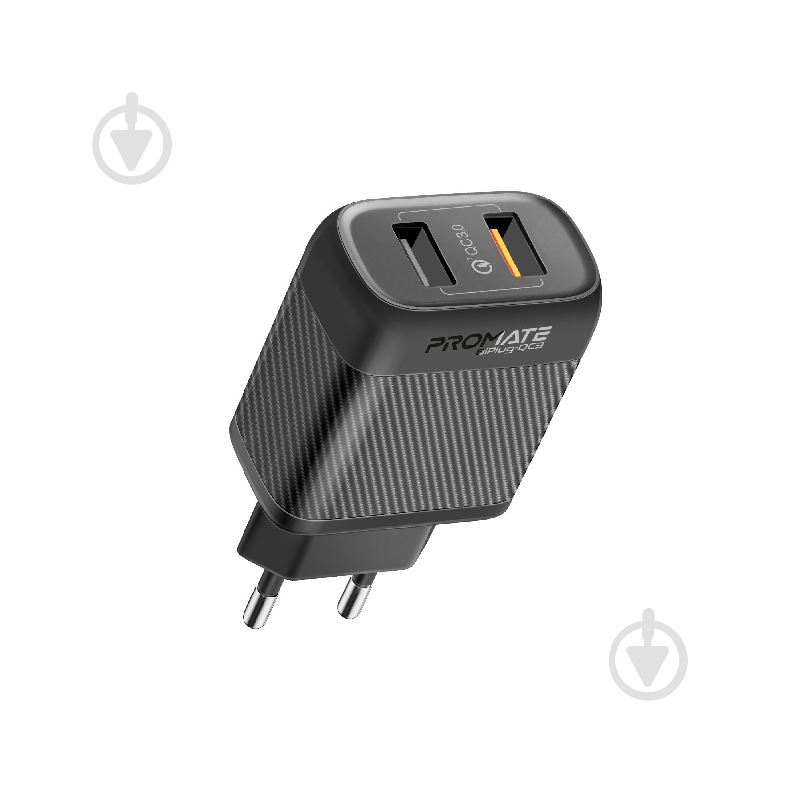 Мережевий зарядний пристрій Promate BiPlug-QC3 18W 2хUSB-A - фото 1