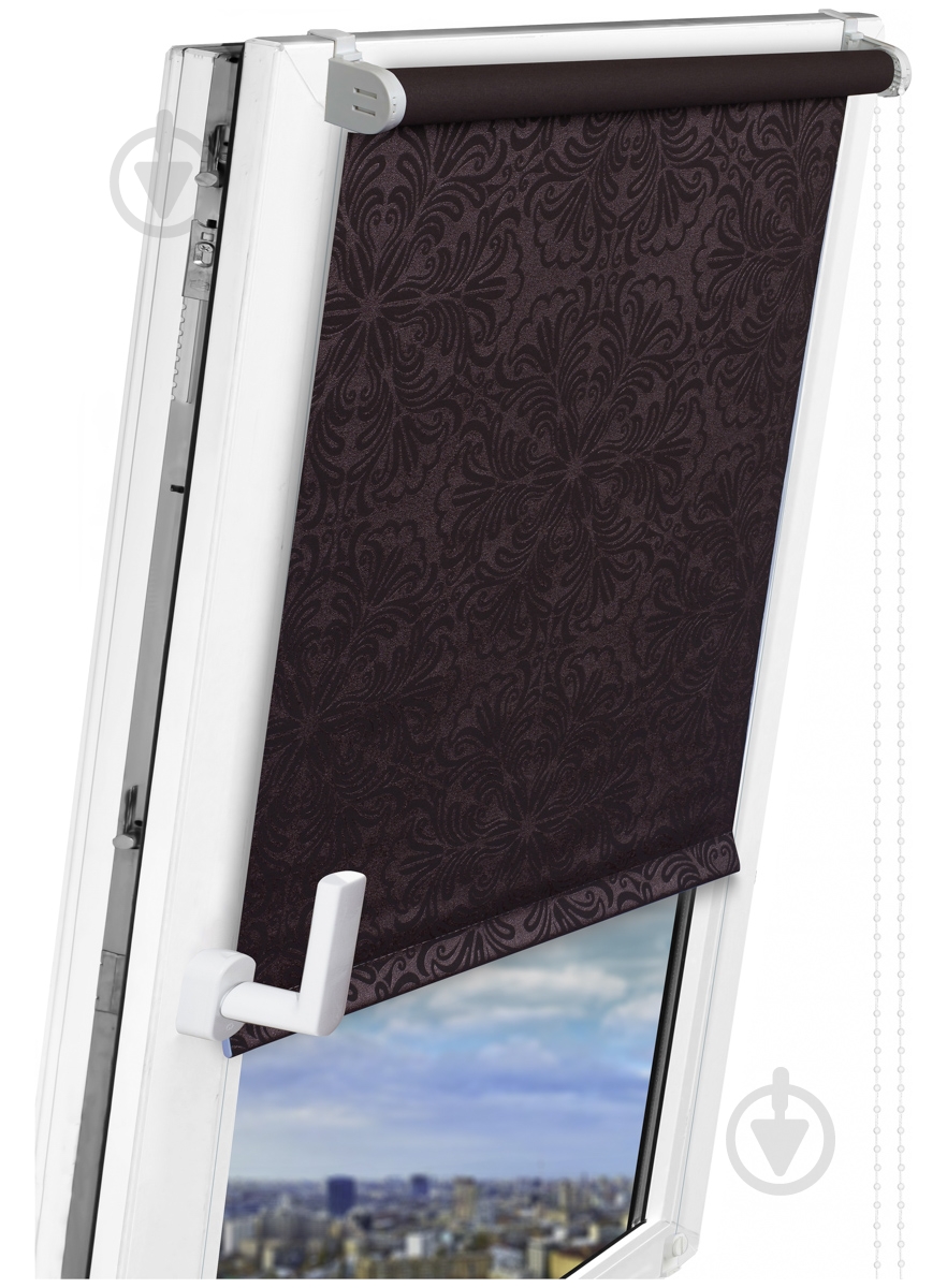 Ролета мини Delfa Металлик Принт 57x170 см шоколадная - фото 2 Ролета мини Delfa Металлик Принт 57x170 см шоколадная - фото 2