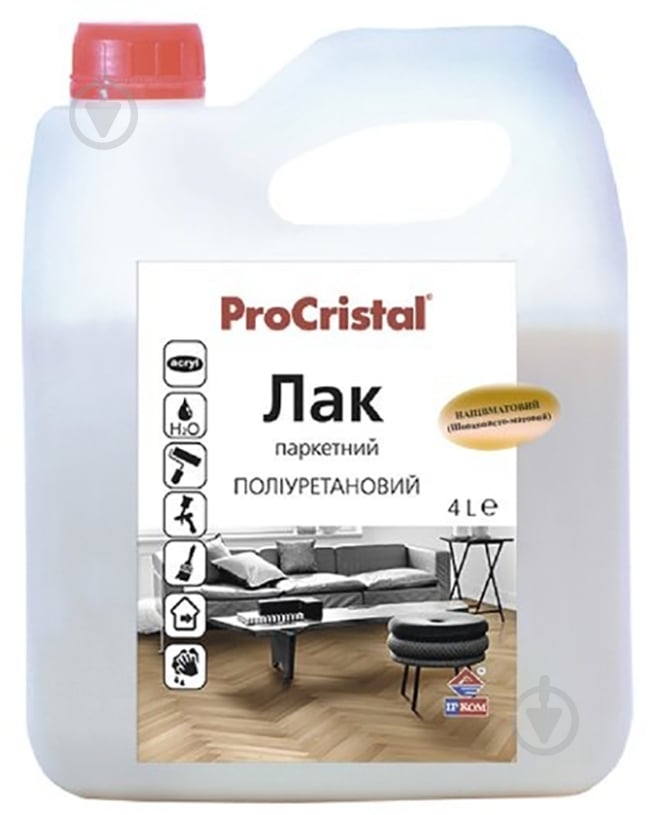Лак паркетний ІР-16 ІРКОМ шовковистий мат прозорий 4 л - фото 1