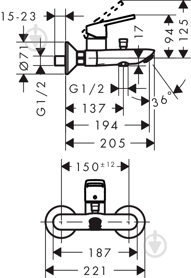 Смеситель для ванны Hansgrohe Logis Loop 71244000 - фото 2