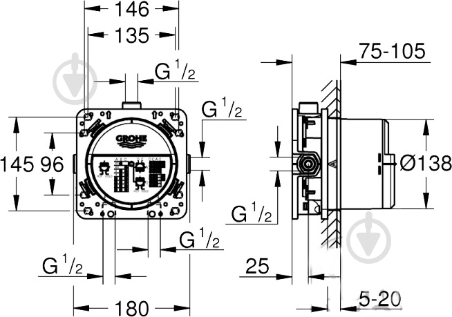 Душова система прихованого монтажу Grohe SmartControl Cube 23409SC2 - фото 11