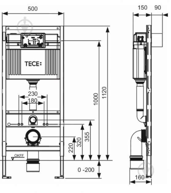 Комплект инсталляции TECE Base 9400406 хром глянцевый - фото 3