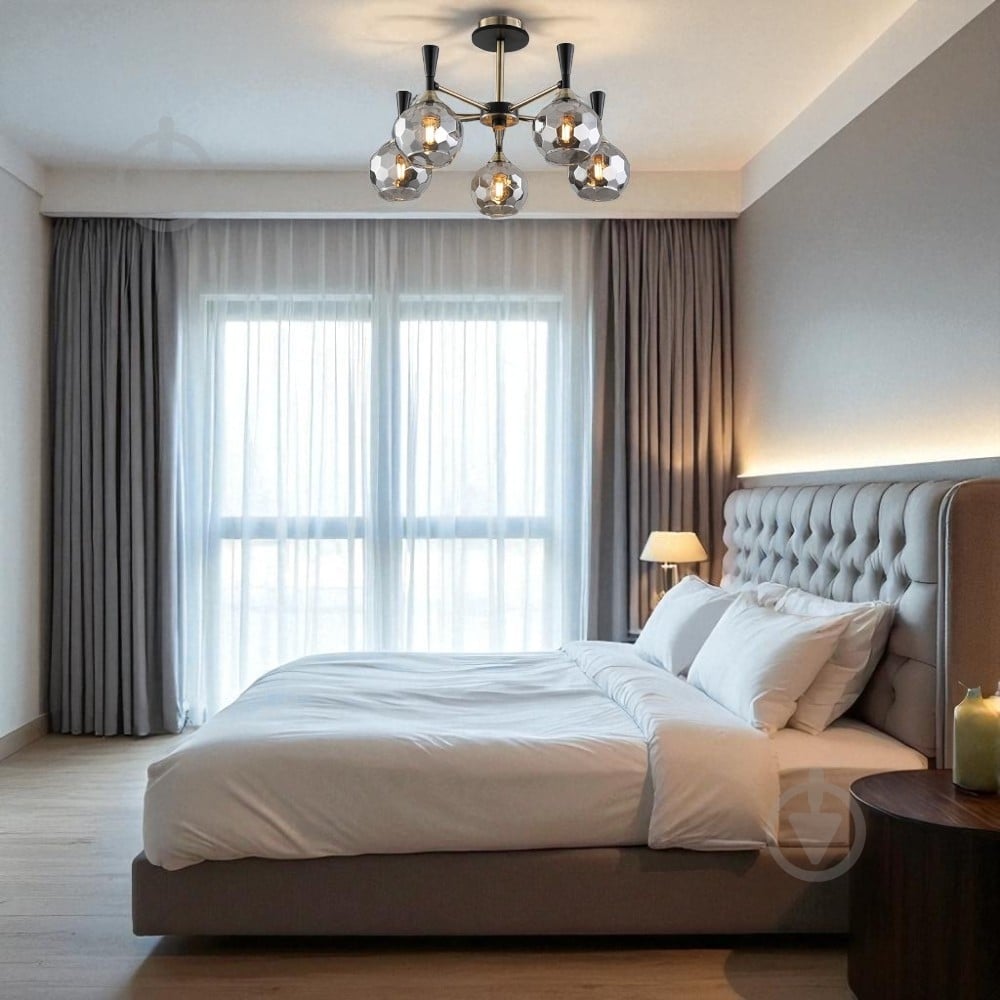 Люстра потолочная WunderLicht Novella 5x60 Вт Е27 бронза/черный KK2254-45 - фото 2