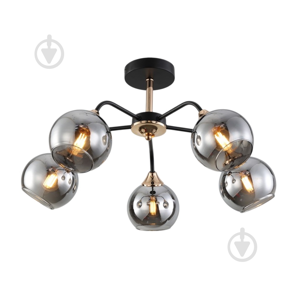 Люстра потолочная WunderLicht Casa 5x60 Вт Е27 черный с золотом KK5828-45 - фото 1