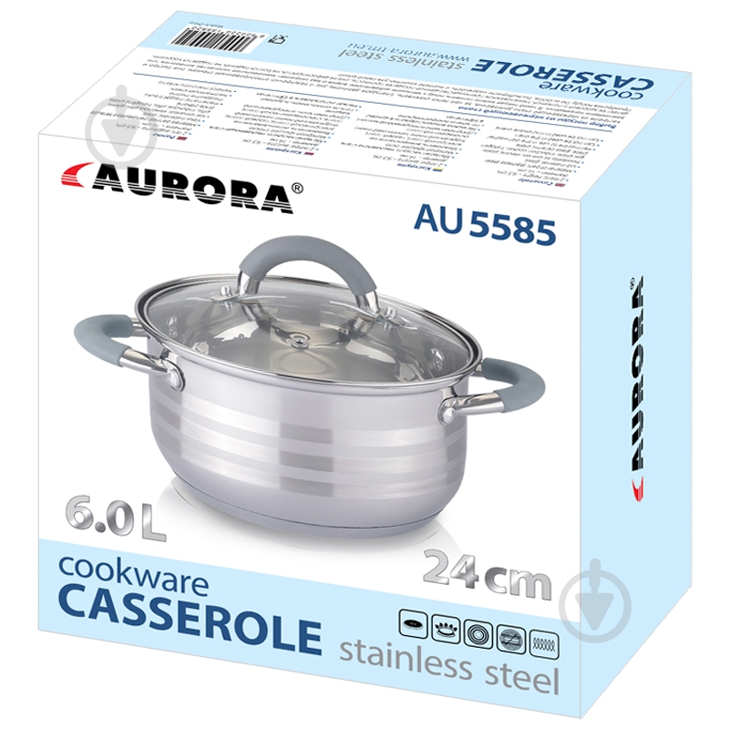 Каструля з кришкою Aurora 6 л 5585AU - фото 2
