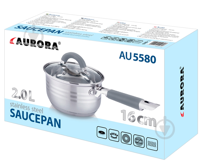 Ковш с крышкой Aurora 2 л	5580AU - фото 2