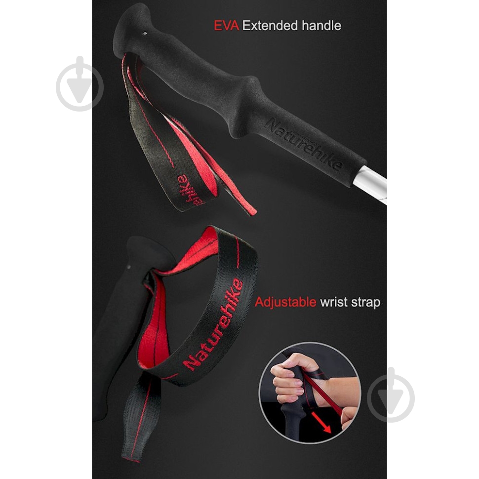 Трекинговая палка Naturehike 3-секционная ST06 NH17D006-D, белая (1шт) 6927595748589 - фото 6