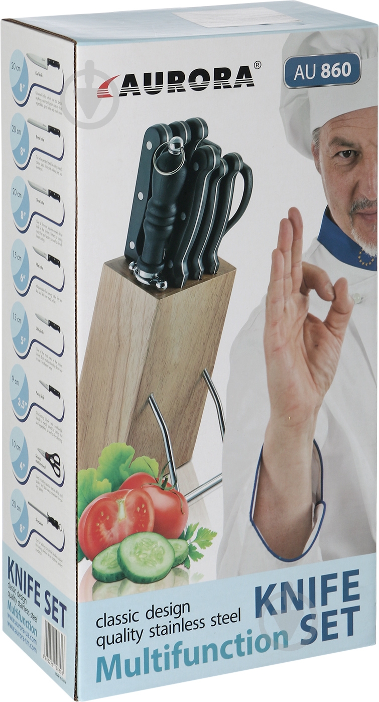 Набор ножей в колоде Aurora 9 предметов AU 860 - фото 10