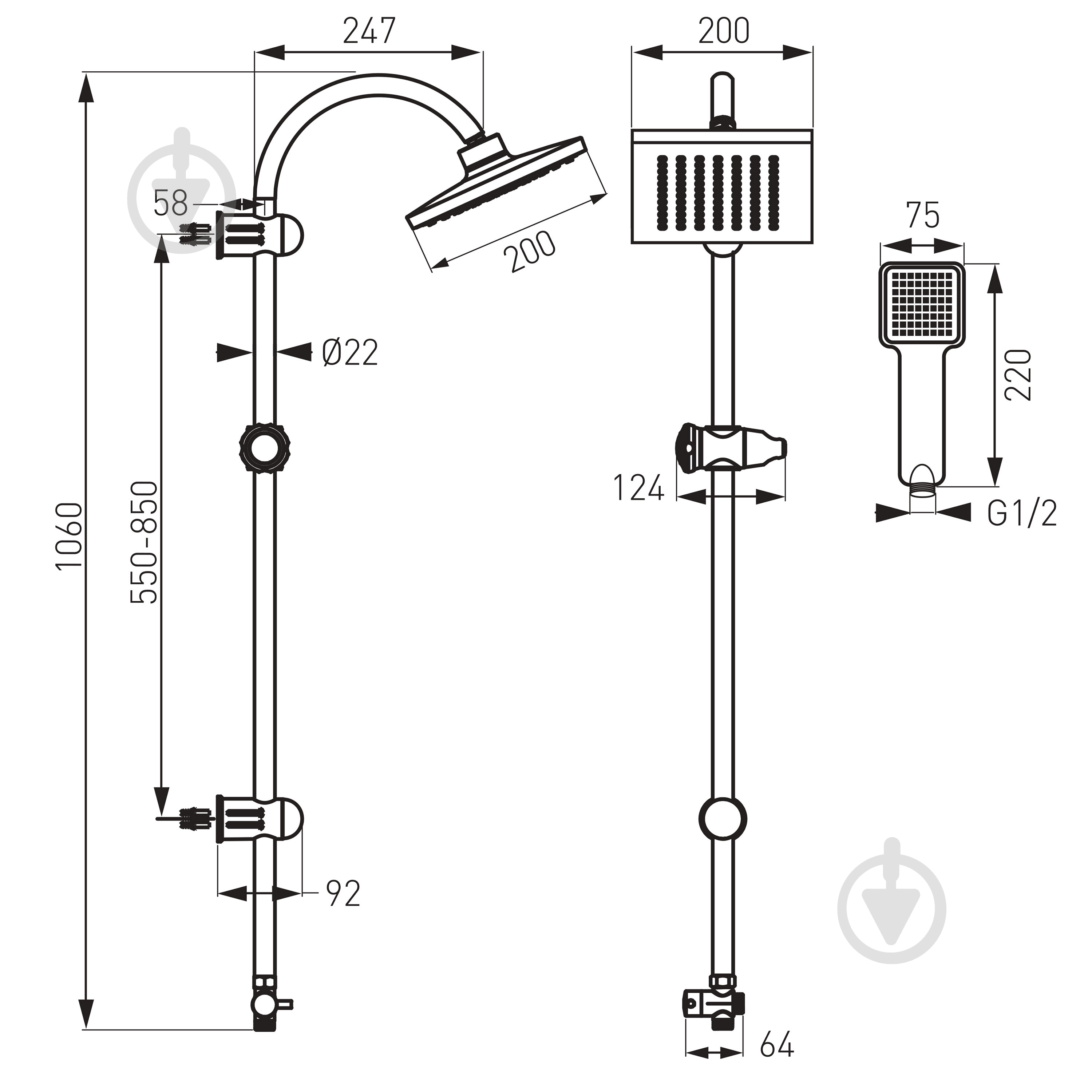 УЦЕНКА! Душевая система Ferro Squerto NP22 (УЦ №175) - фото 3