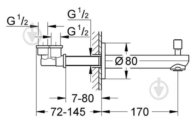 Излив для ванны Grohe Eurosmart Cosmopolitan (13262000) - фото 2