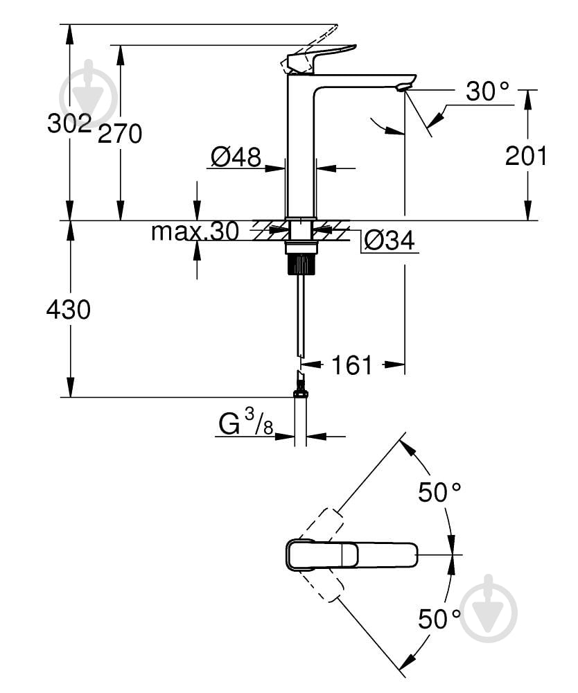 Смеситель Grohe Dice XL (1018920000) - фото 6 Смеситель Grohe Dice XL (1018920000) - фото 6