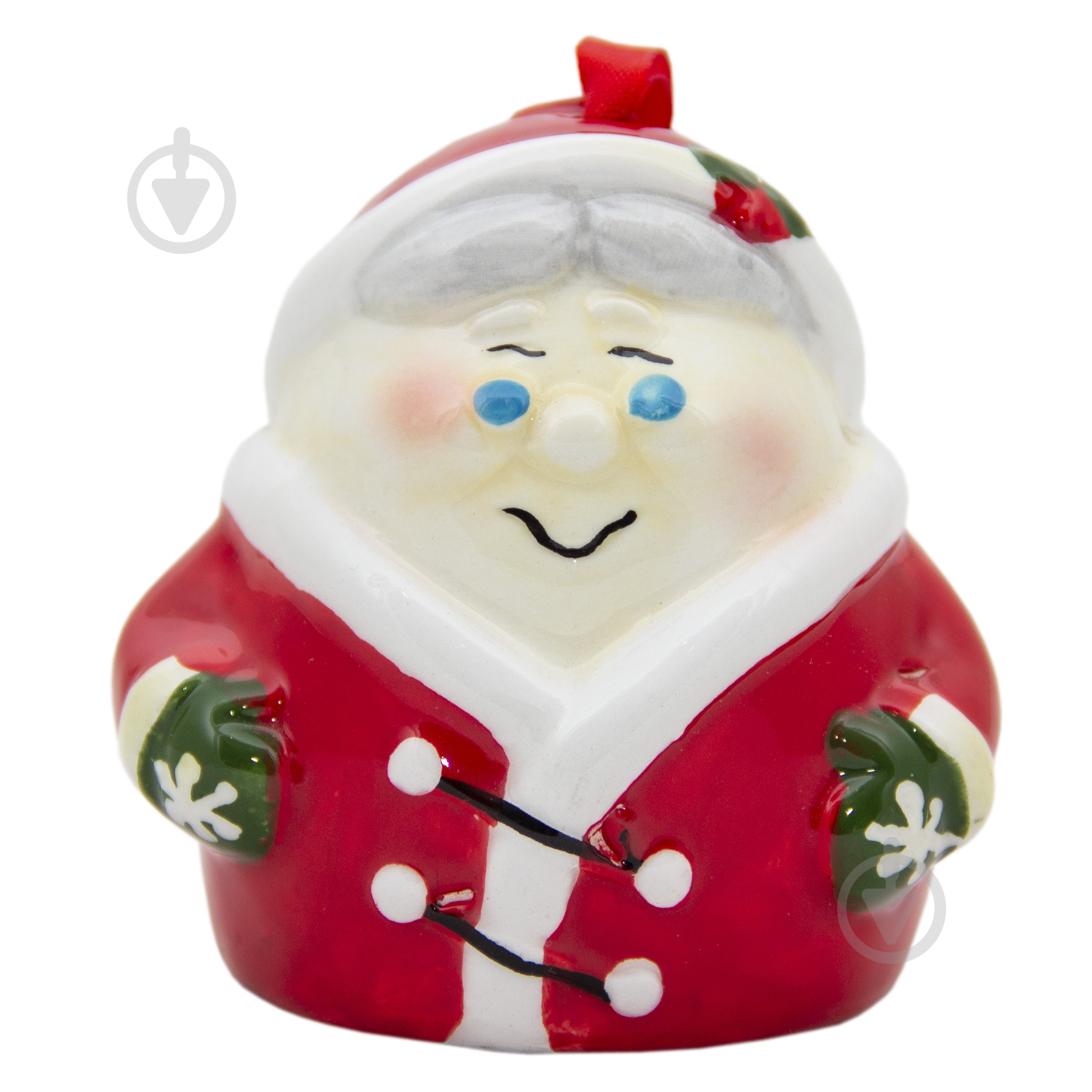 Елочная игрушка Девилон Санта с колокольчиками 8 см красный - фото 1
