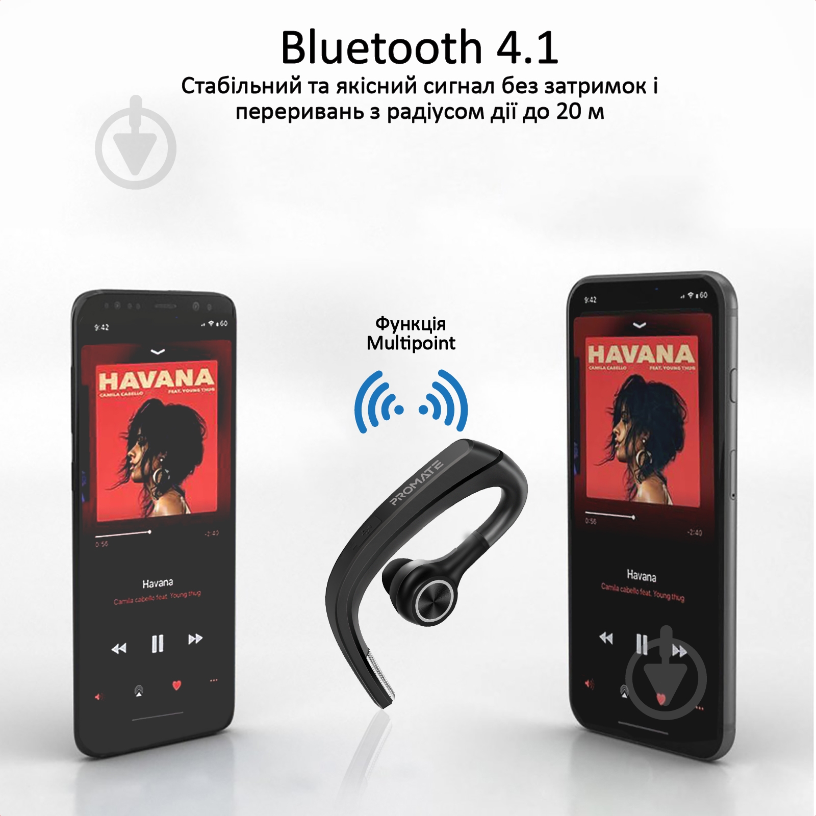 УЦІНКА! Bluetooth-гарнітура Promate Motion black motion.black (УЦ №6) - фото 5 УЦІНКА! Bluetooth-гарнітура Promate Motion black motion.black (УЦ №6) - фото 5