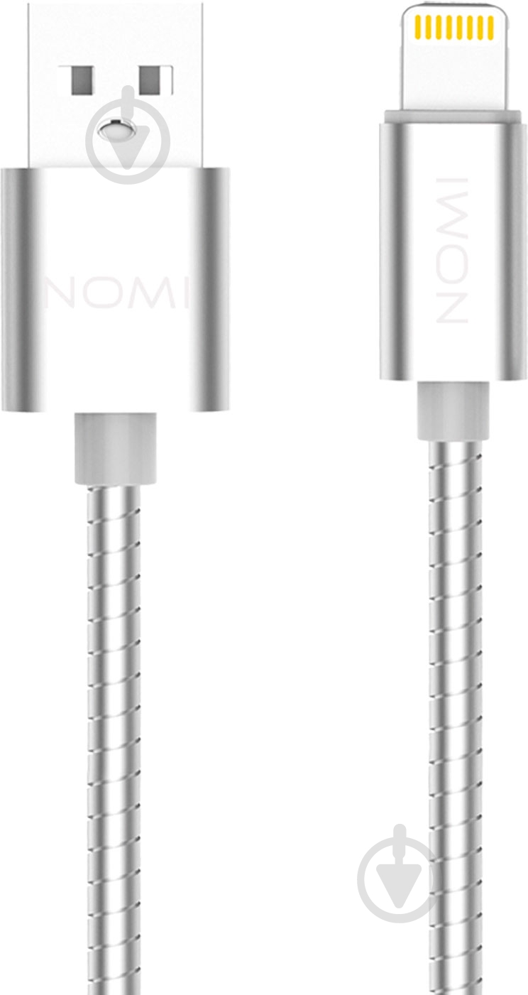 Кабель Nomi Lightning – USB 1 м срібний DCWQ 10i - фото 1