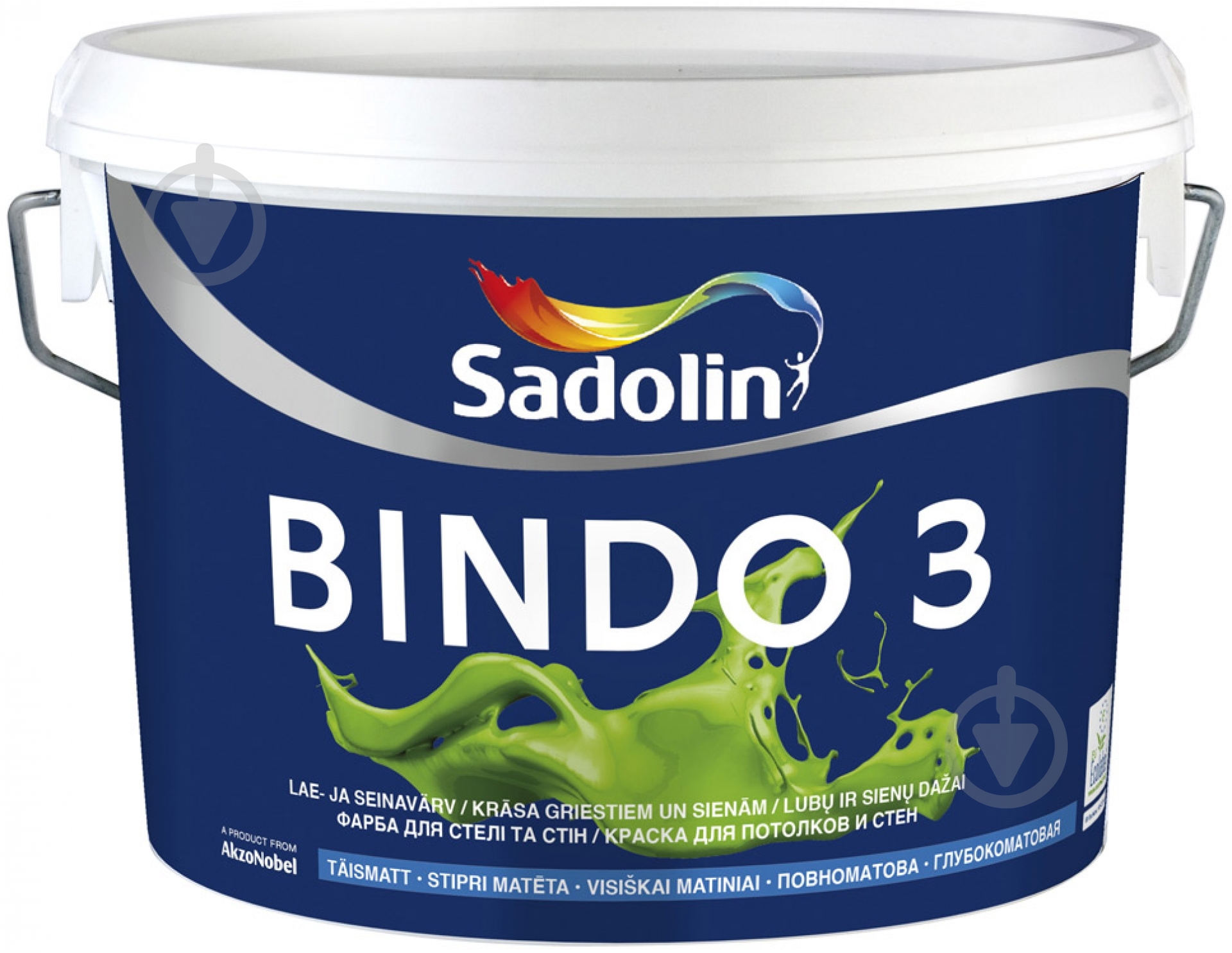 Краска латексная водоэмульсионная Sadolin Bindo 3 WO глубокий мат белый 2,5 л - фото 1 Краска латексная водоэмульсионная Sadolin Bindo 3 WO глубокий мат белый 2,5 л - фото 1