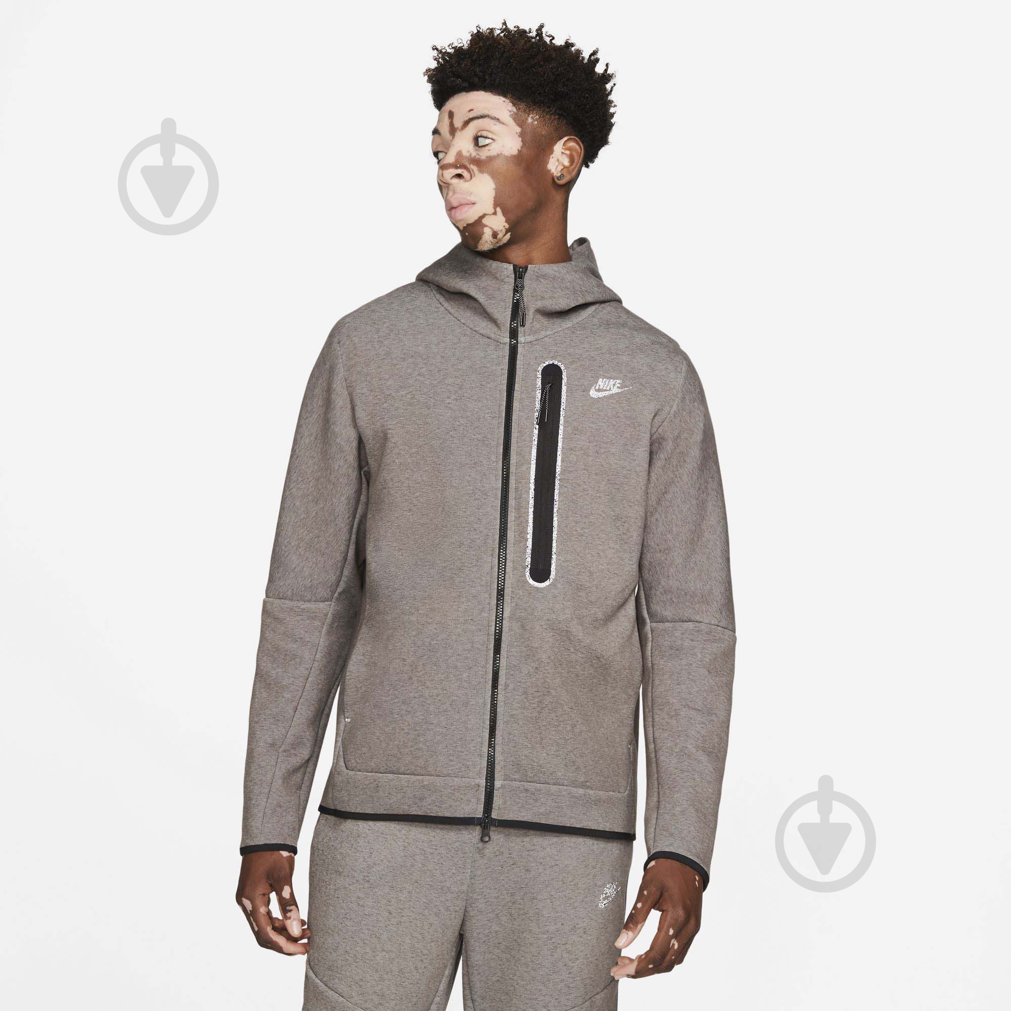 Толстовка Nike M NSW TCH FLC FZ HD REVIVAL DD4688-004 р. M темно-серый - фото 1
