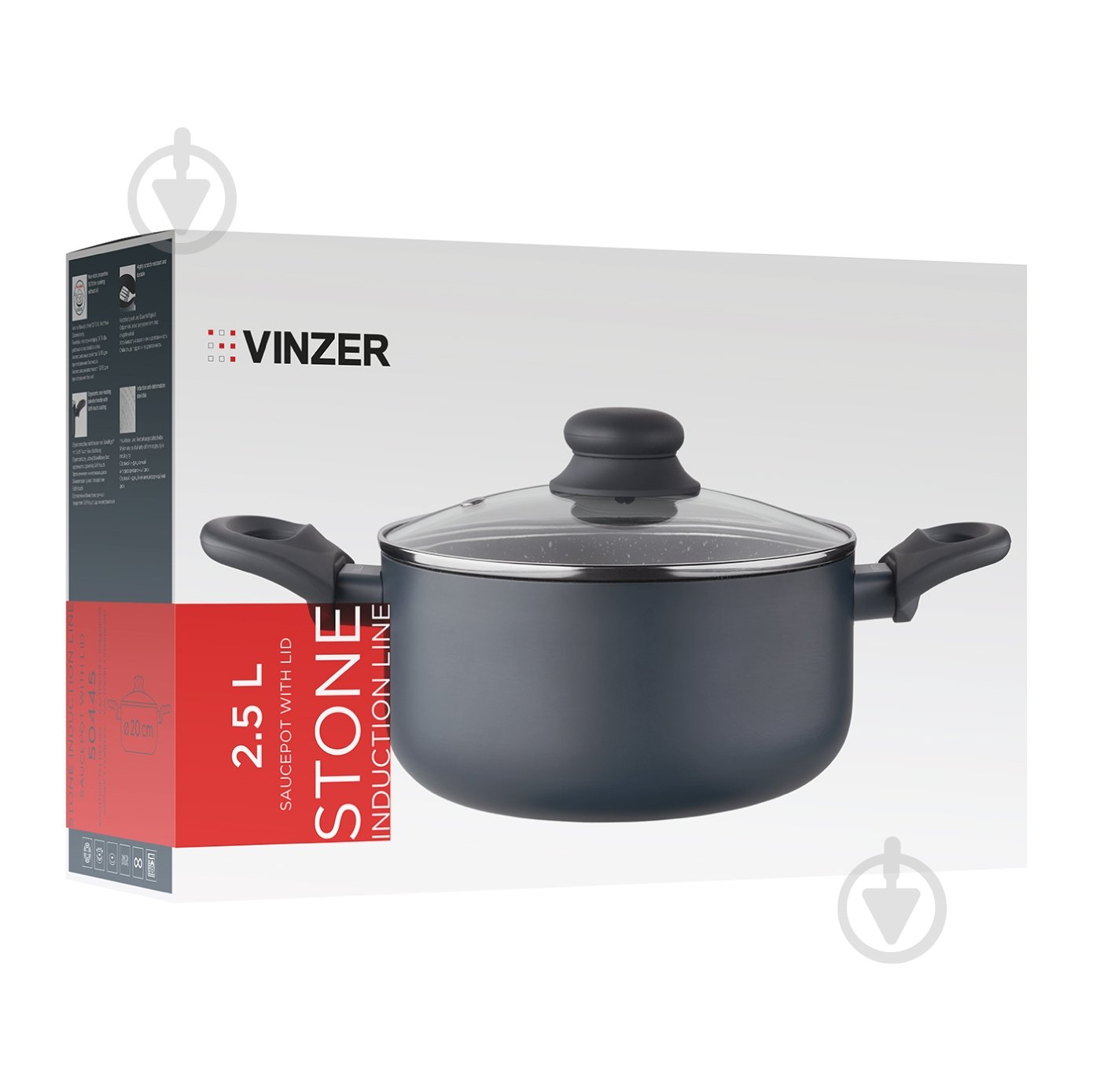 Кастрюля с крышкой Vinzer Stone Induction Line 2,5 л 50445 - фото 4