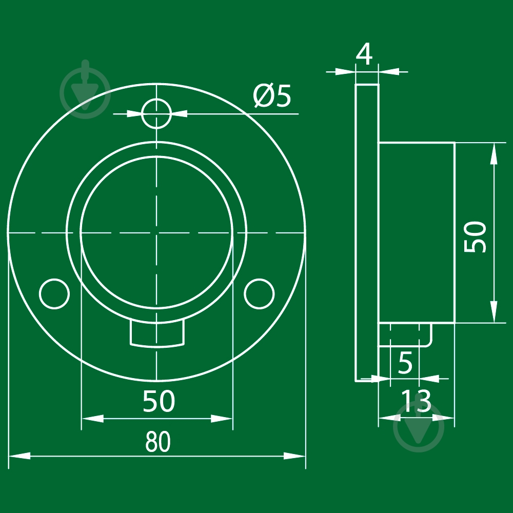 Фланец DC для трубы d50 мм R 11/M50 G2 DC хром - фото 3