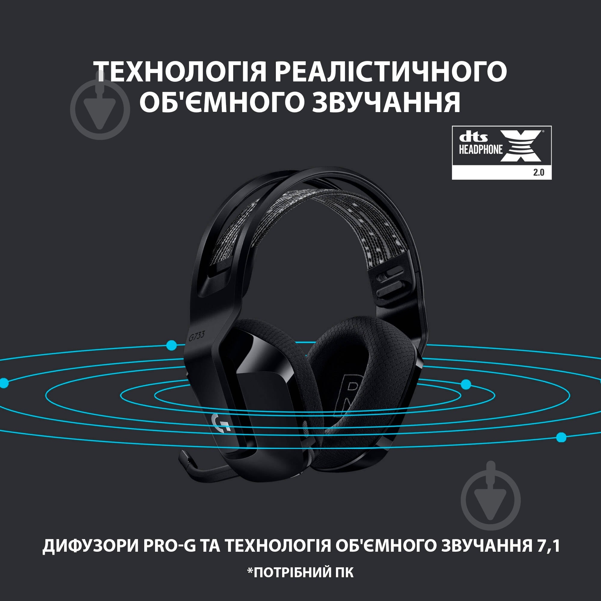 ᐉ Гарнитура игровая Logitech G733 LIGHTSPEED Wireless RGB Gaming