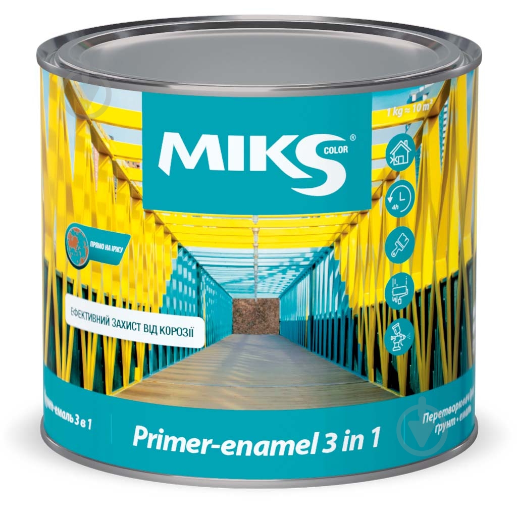Ґрунт-емаль MIKS Color 3 в 1 RAL 1023 жовтий глянець 2,5 кг - фото 1