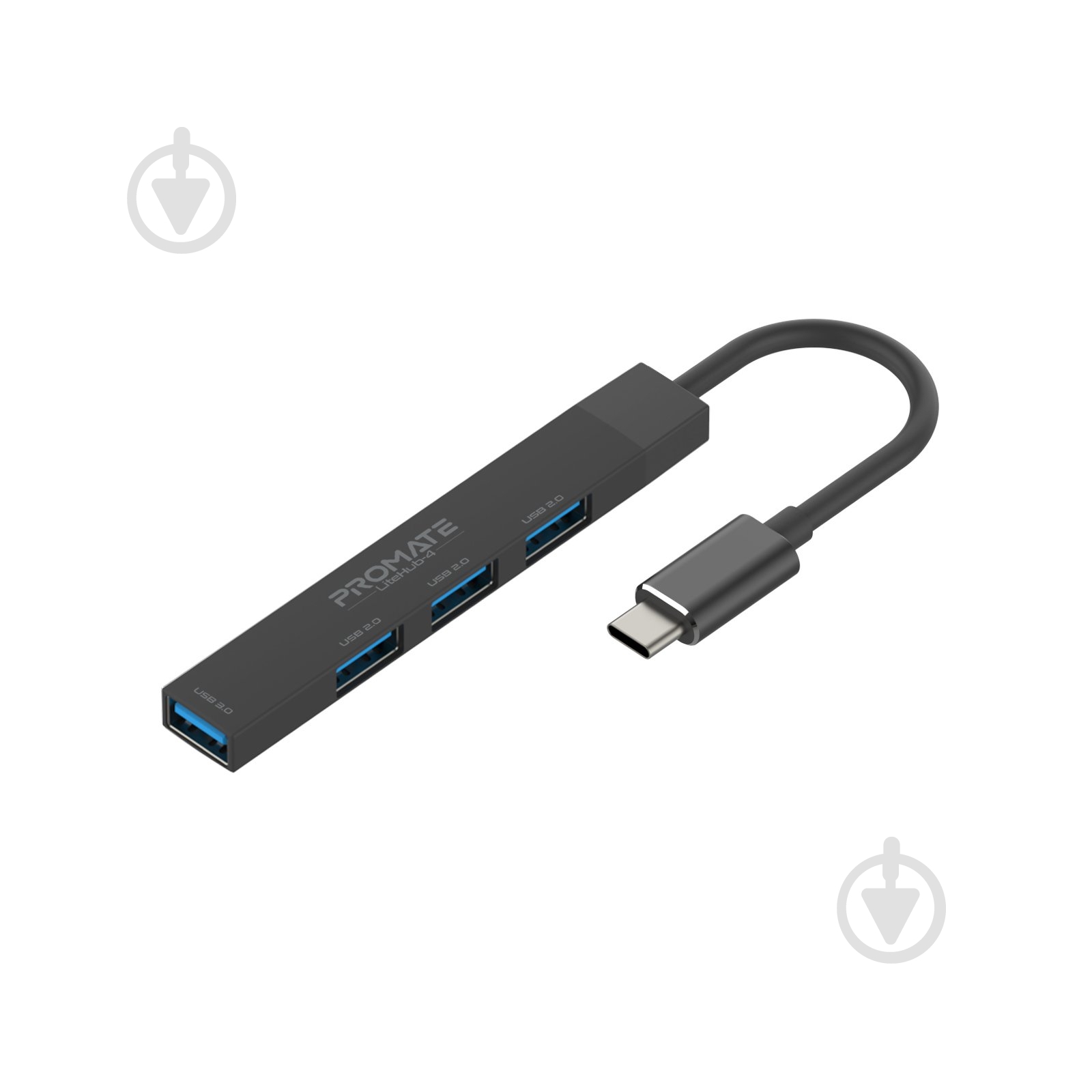 USB-хаб Promate USB-С LiteHub-4 3xUSB 2.0 + USB 3.0 (litehub-4.black) - фото 1