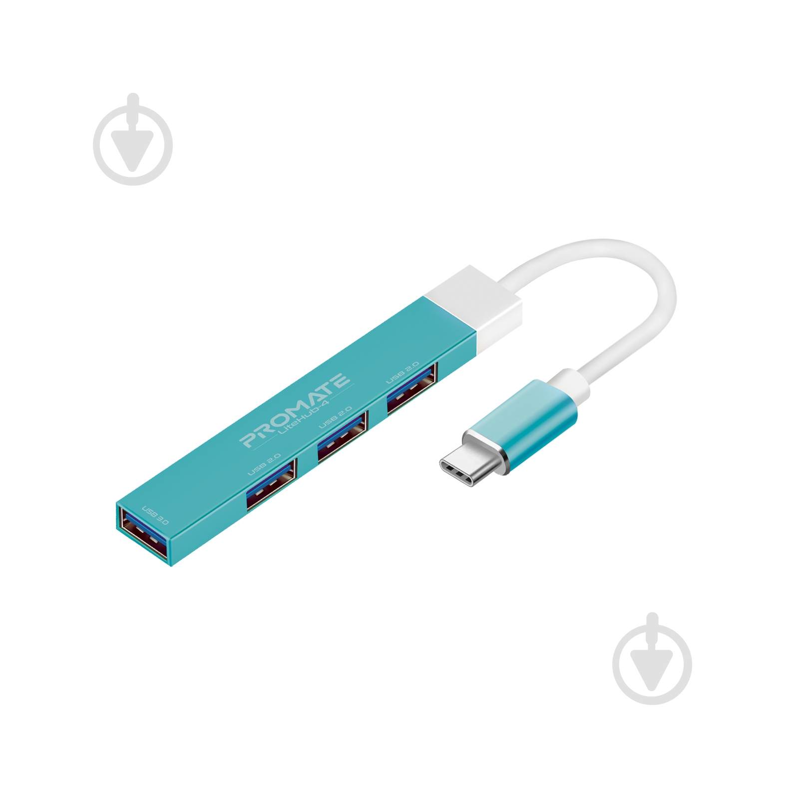USB-хаб Promate USB-С LiteHub-4 3xUSB 2.0 + USB 3.0 blue - фото 1