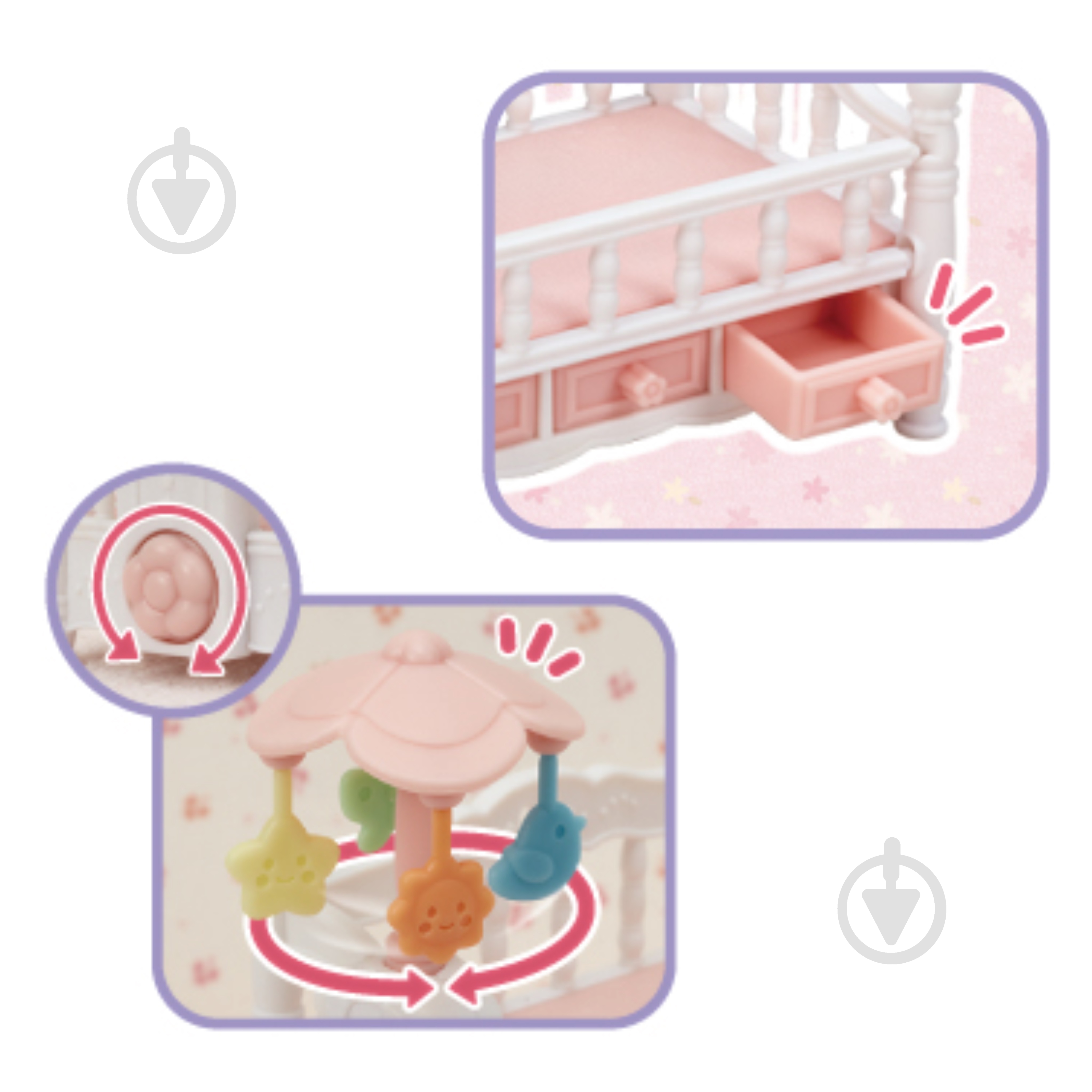 Фігурка колекційна Sylvanian Families Детская кроватка для тройни с мобилем 5534 - фото 4