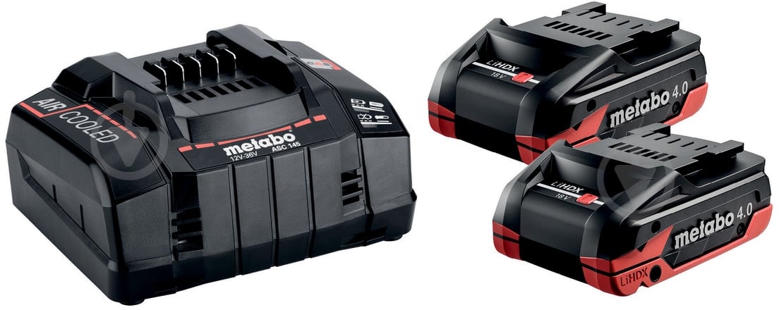 Акумуляторна батарея і зарядний пристрій Metabo 18,0V 4Ah 2 шт + ASC 145 685306000 - фото 1