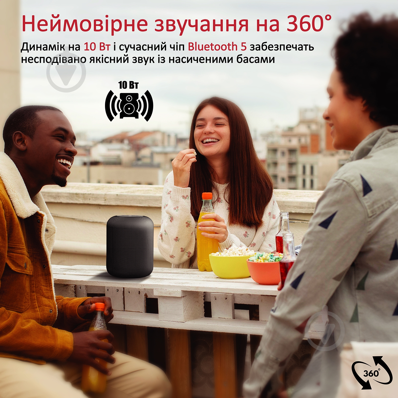 Акустична система Promate Boom-10 1.0 black (boom-10.black) - фото 2