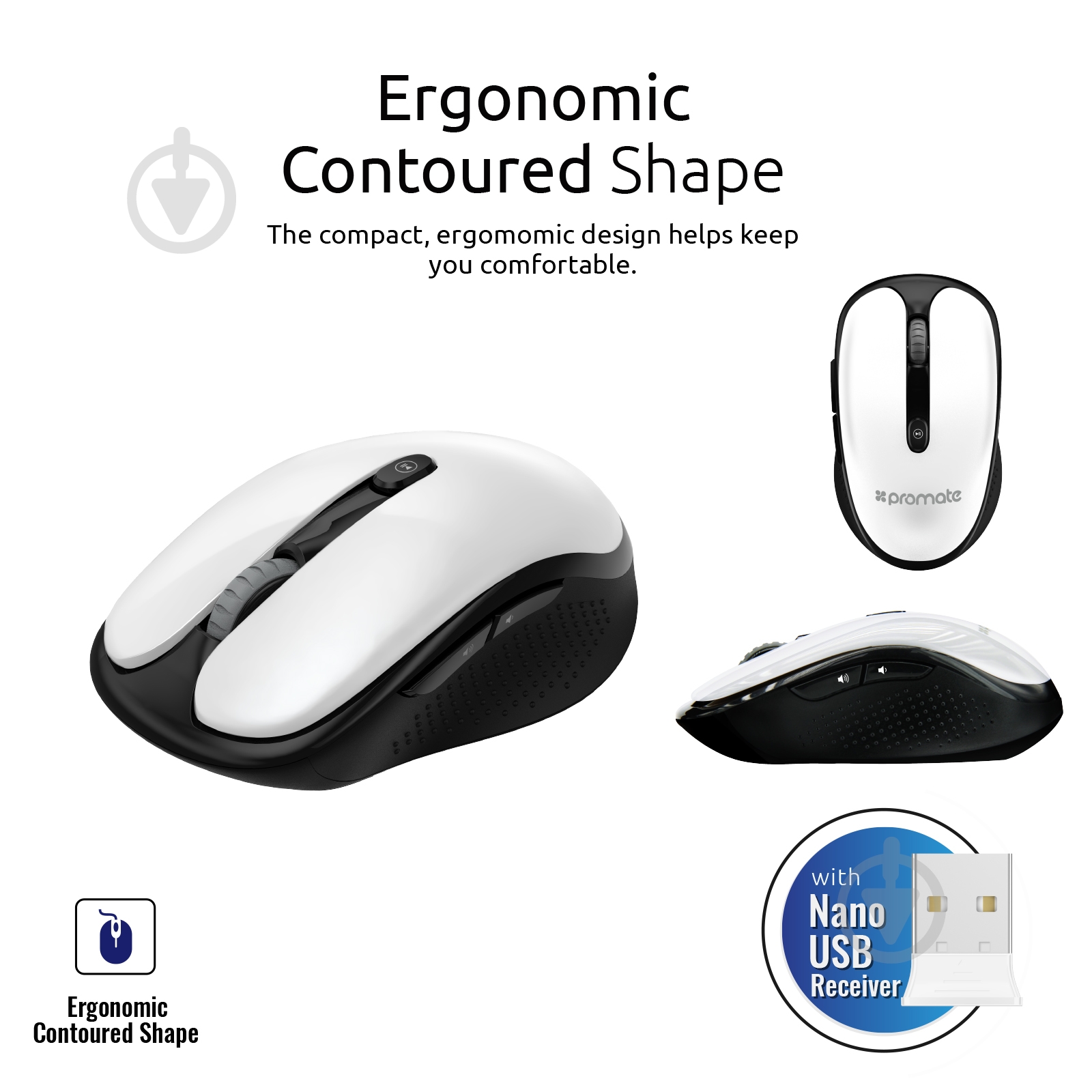 Мышь Promate Wireless white (clix-4.white) - фото 4