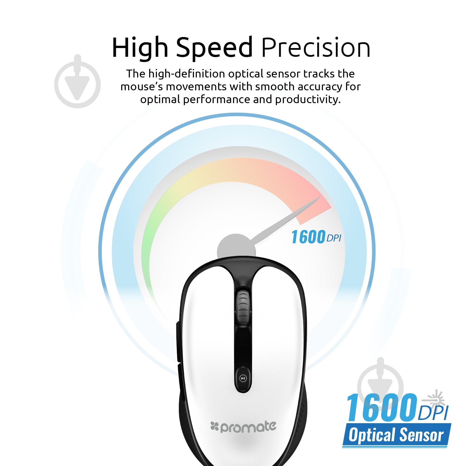 Мышь Promate Wireless white (clix-4.white) - фото 6