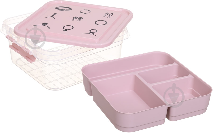 Органайзер Beauty для біжутерії рожевий 25х26х11 см Gondol Plastic - фото 5