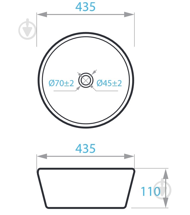 Умывальник Koller Pool Round Pro 43,5х43,5 см grey - фото 2
