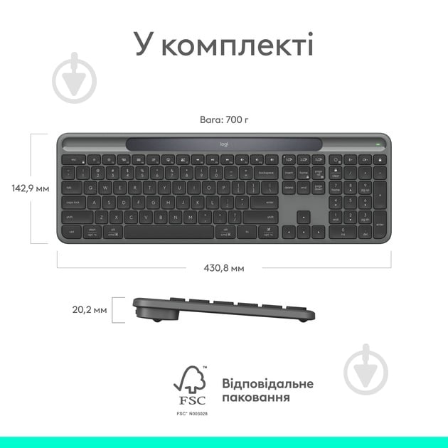 Клавиатура Logitech Slim Solar+ (L920-013764) graphite - фото 13
