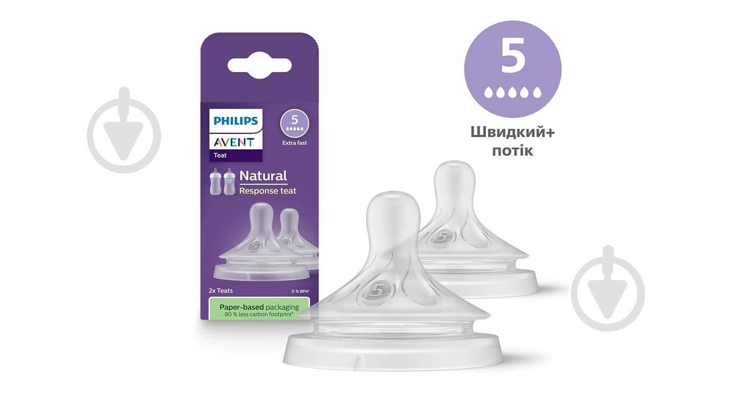 ᐉ Набор сосок Philips Avent Natural быстрый поток от 6м+ 2 шт