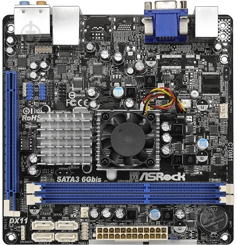 Материнская плата ASRock C70M1 (Integrated CPU, AMD A50M, mini ITX) - фото 1