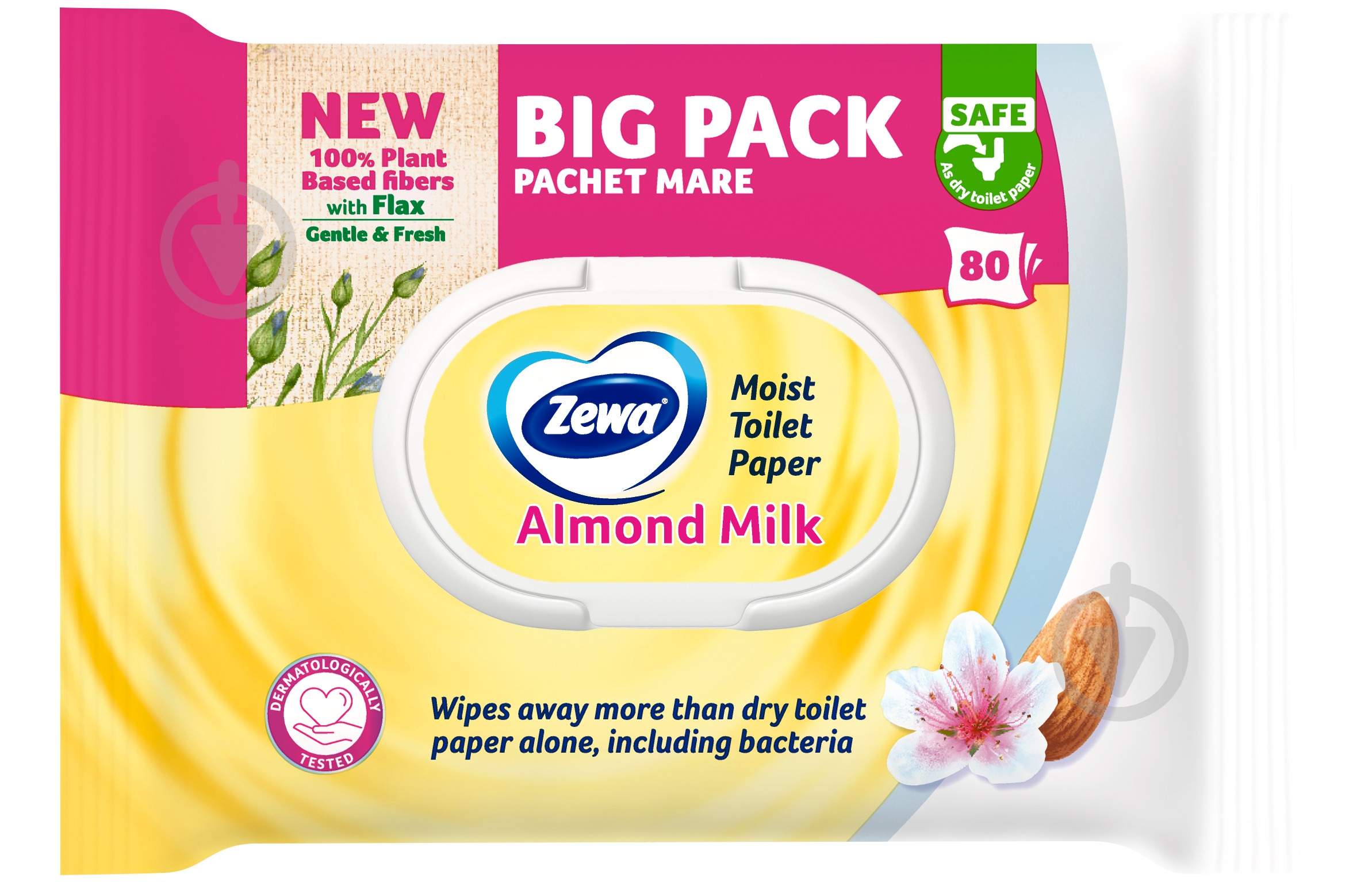 Вологий туалетний папір Zewa c ароматом мигдалевого молочка одношаровий 80 шт. - фото 2