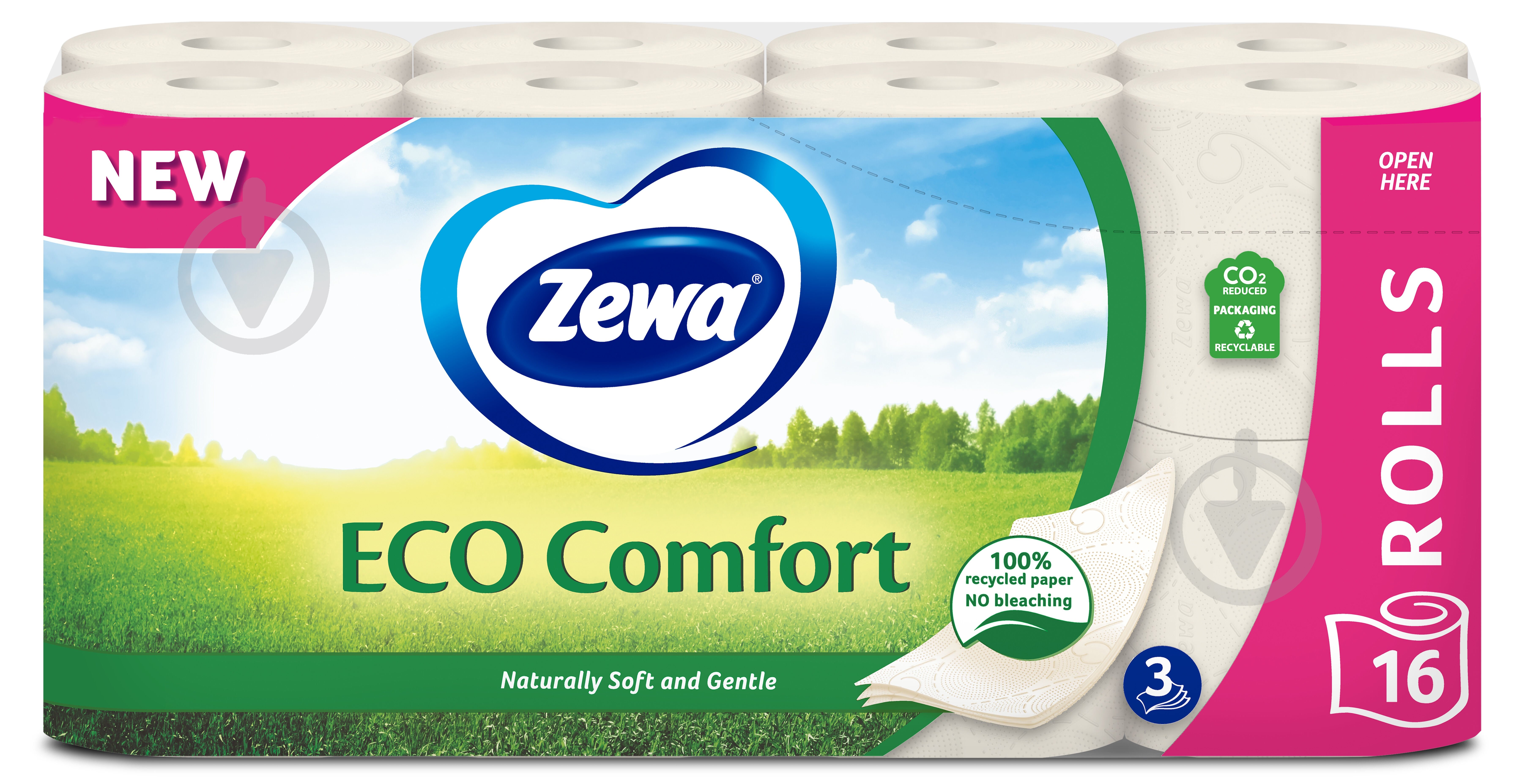 ᐉ Туалетная бумага Zewa Eco Comfort (150 отрывов) трехслойная 16